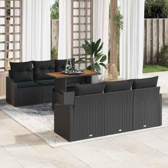 vidaXL Conjunto De Sof&aacute; De Jard&iacute;n Negro, Marr&oacute;n 100 X 55 X 73 Cm Vidaxl
