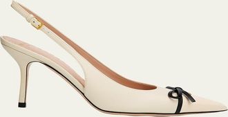 Valentino Garavani 45mm Bepointy Patent Leather and Kidskin Slingback Pumps