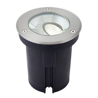 Netlighting Hoxton Outdoor Recessed Ground Light Cool White IP67 10.5W Matt Black Paint & Brushed Stainless Steel