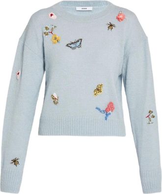 Erdem Maglione girocollo con decorazione - Blu