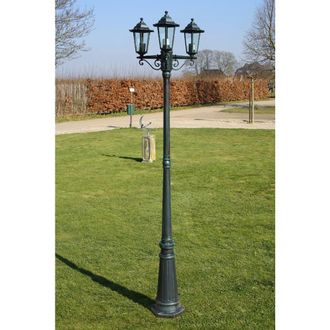 Berkfield Home Garden Light Post 3-arms 215 cm Dark Green/Black Aluminium in Green