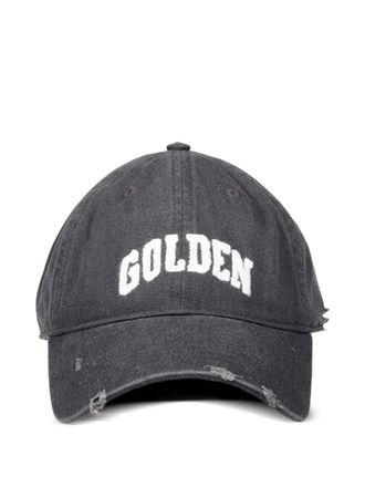 Golden Goose logo-embroidered distressed cap - Grey