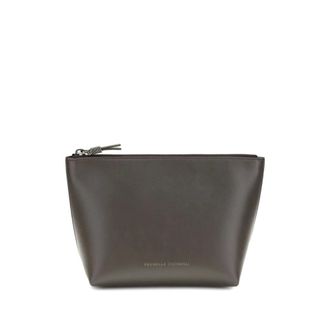 Brunello Cucinelli Brunello Cucinelli, Clutches, female, Brown, Size: ONE SIZE Logo-print Clutch Bag