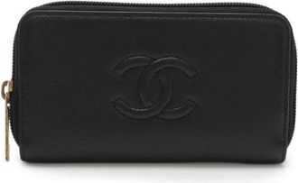 Chanel Pre-owned Leren Portemonnee - Dames - Vintage Accessoires - Zwart - ONE Size - Leer - Vintage
