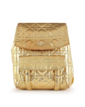 Dior Pre-owned Womens Stardust Gold Leather Cannage Backpack - One Size