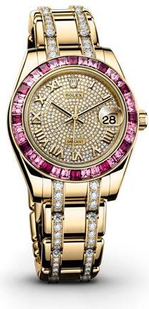 Rolex Lady-Datejust Pearlmaster Diamond Pave Dial 18K Yellow Gold (Diamond-Set) Automatic Ladies Watch 81348SSRDPM