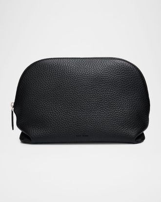 The Row Agnes Pebble Leather Zip Clutch