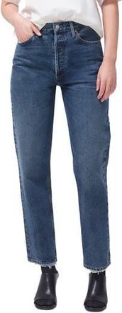 A Gold E 90s Pinch High Waist Straight Leg Organic Cotton Baggy Jeans in Range Dark Red at Nordstrom Rack, Size 33