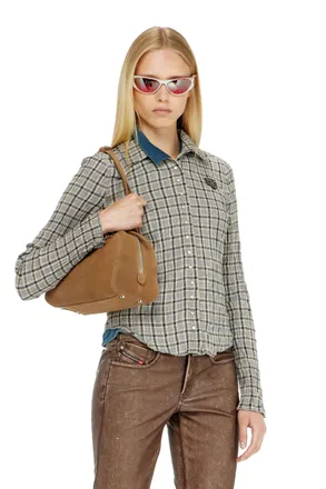 Diesel Check shirt with seersucker effect - Shirts - Woman - Grey