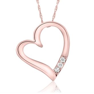 Pompeii3 Diamond Pendant Heart Shape Necklace in White, Yellow, or Rose Gold Lab Grown