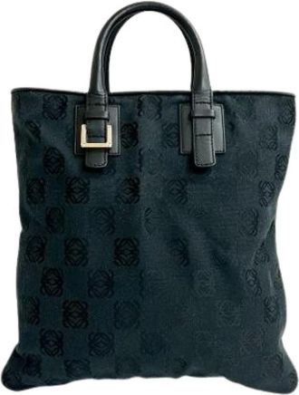 Loewe Pre-owned Tote Bags, female, Black, Size: ONE SIZE Pre-owned Canvas Tote Bag