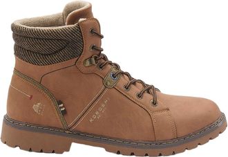 Koröshi High top brown boot for men with laces. Synthetic and textile exterior, 100% textile lining. Robust, comfortable and versatile style., brown, 9.5 UK