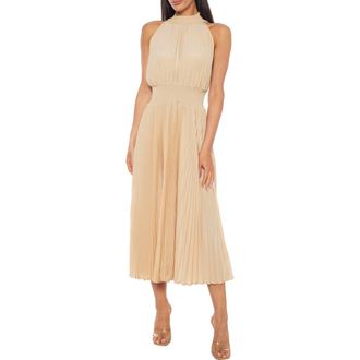 Marina Rossini Pleated Midi Dress in Champagne at Nordstrom Rack, Size 16