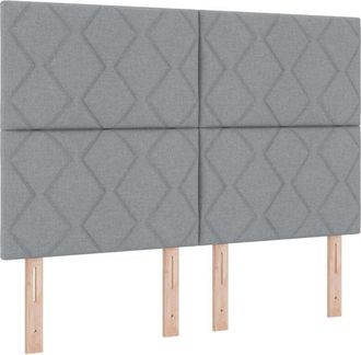 vidaXL Cabecero De Tela Geometric Con Cabecera Gris Claro 160 Cm Tela Vidaxl