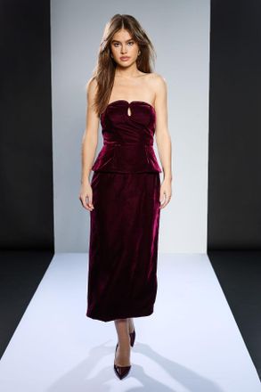 Runway Womens 1.8.1.8 Stretch Velvet Strapless Dress - Purple - Size 10 UK