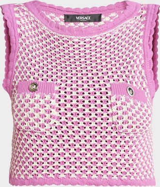 Versace Crochet Compact Cotton Knit Top