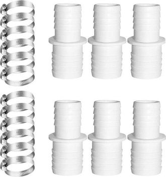 OEM Juego De 6 Adaptadores Para Mangueras De Piscina De 32 Mm A 38 Mm Con 12 Abrazaderas Para Mangueras