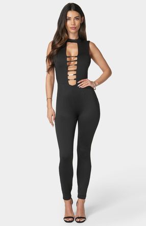 Bebe Womens Gold Bar Detail Jumpsuit