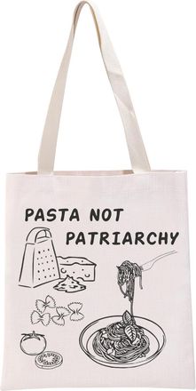 Generic G2TUP Feminist Gift Pasta not Patriarchy Tote Bag Cheese Italian Handbag Feminism Gift Pasta Lover Gifts, Pasta Not Patriarchy Tb