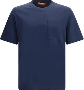 Cruna Mens Crew-Neck T-Shirt Navy Cotton T-Shirts And Polos