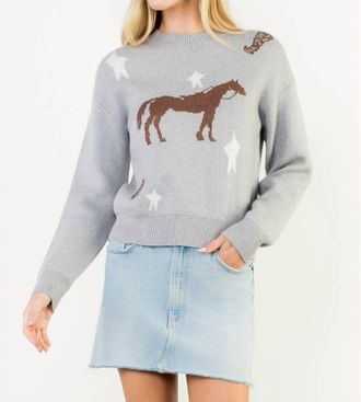 THML Clothing Horse And Star Knit Sweater In Heather Gray