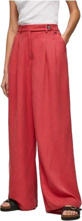 Pepe Jeans London Wide Broeken - Dames - Wijde Broeken - Roze - S - Linnen - Broeken