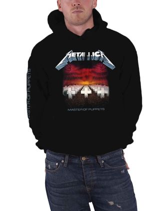Metallica Hoodie Master Of Puppets Tracks Official Mens Black Pullover S