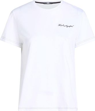 Karl Lagerfeld Karl Signature crew-neck cotton T-shirt - women - Organic Cotton - S - White