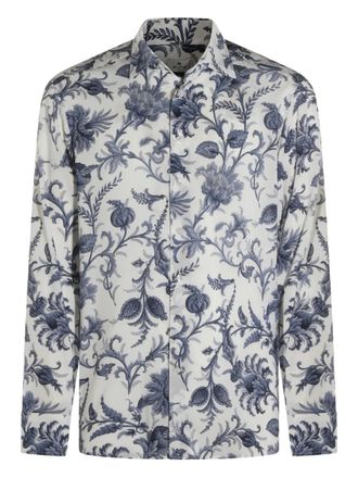 Etro floral shirt - men - Silk/Spandex/Elastane - 43 - White