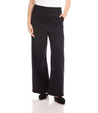 Karen Kane Rhinestone Embellished Wide-Leg Trousers In Black