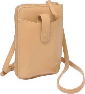 Urban Expression Womens Carol Cell Phone Wallet Crossbody Bag In Tan Vegan Leather