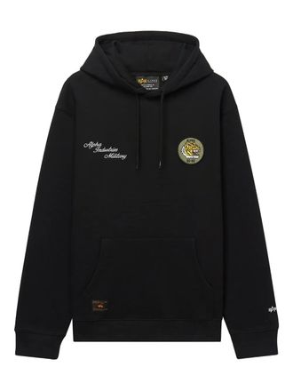 Alpha Industries tiger-patch embroidered-logo hoodie - men - Cotton/Polyester - S - Black