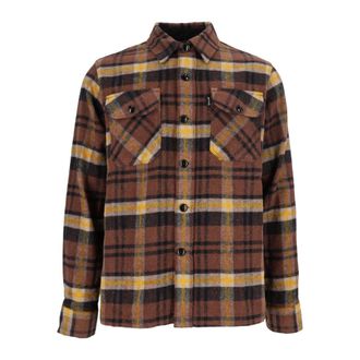Schott NYC Shcarl4 Overshirt - Heren - Overhemden - Bruin - Maat: M Wol