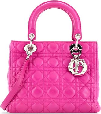 Dior Lady Dior Bag Cannage Quilt Lambskin Medium satchel - Roze