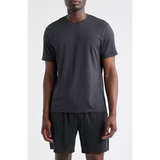 Zella Dynamic Stripe T-Shirt in Black Caviar Stripe at Nordstrom Rack, Size Large