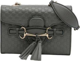 Gucci Pre-owned Cross Body Bags, female, Gray, Size: ONE SIZE Pre-owned Leather Crossbody Bag