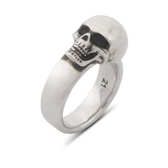 Alexander McQueen Rings, male, Gray, 60 MM, Skull Logo Silver Ring Brass Italy