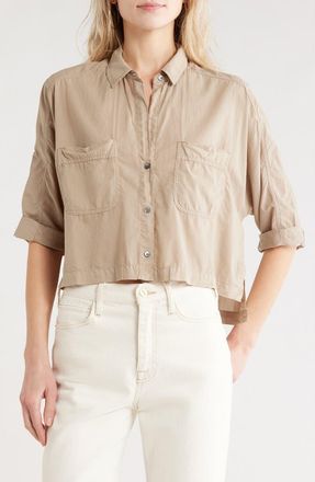 James Perse Lawn Cotton Crop Shirt in Overcast at Nordstrom Rack, Size 3 (Fits Like 8-10 Us)