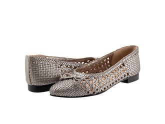 Trotters Edith Womens Flat Shoes Pewter Metallic : 12 M (B), Leather