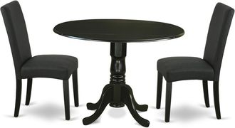 East West Furniture Dining Room Set Black, DLDR3-BLK-24