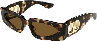 Valentino Sunglasses, female, Brown, Size: 53 MM V Logo Sunglasses