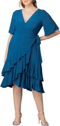 Kiyonna Miranda Wrap Dress in Aegean Blue at Nordstrom, Size 0X