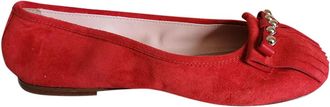 Red Valentino REDValentino Red Suede Fringed Ballerinas Size 37
