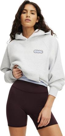 Cotton On Womens Active Plush Premium Graphic Raglan Hoodie in Cloudy Grey Marle Body at Nordstrom, Size Xx-Small