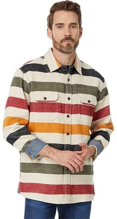 Pendleton Driftwood Shirt Mens Jacket Glacier Stripe : XL, Cotton