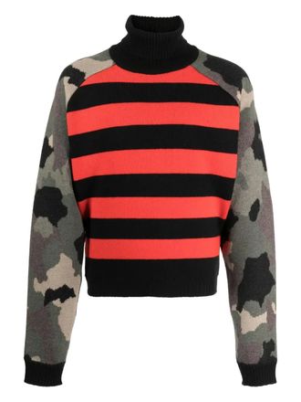Jordan Luca camouflage-pattern roll-neck sweater - men - Cotton - L - Black