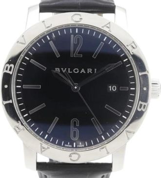 Bulgari Pre-owned Vintage Polshorloge - Heren - Vintage Horloges - Zwart - ONE Size - Leer - Vintage