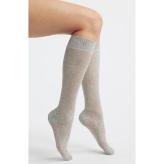 High Heel Jungle Everythings Fine Semisheer Cotton Blend Rib Knee High Socks in Grey at Nordstrom