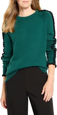 Nic+Zoe Ruffle Trim Cotton Blend Sweater in Pine at Nordstrom Rack, Size X-Small