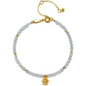 Satya Jewelry Aquamarine Lotus March Birthstone Bracelet in Blue at Nordstrom